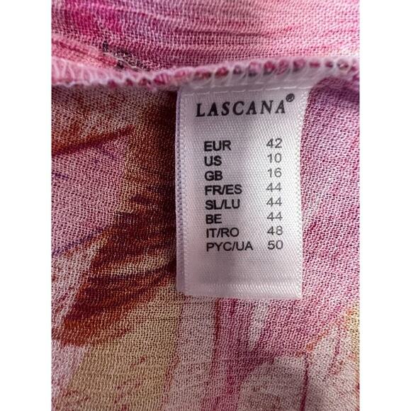 La Tascana Dress Off Shoulder Adjustable Straps SIze 10 Pink Floral - Picture 5 of 8